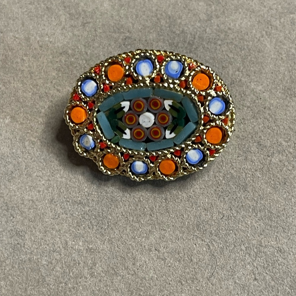 Vintage micro mosaic brooch
